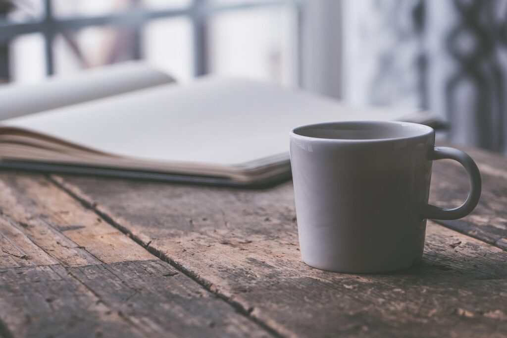 coffee, cup, table, drink, beverage, coffee cup, espresso, tea, tea cup, mug, journal, rustic, workspace, coffee break